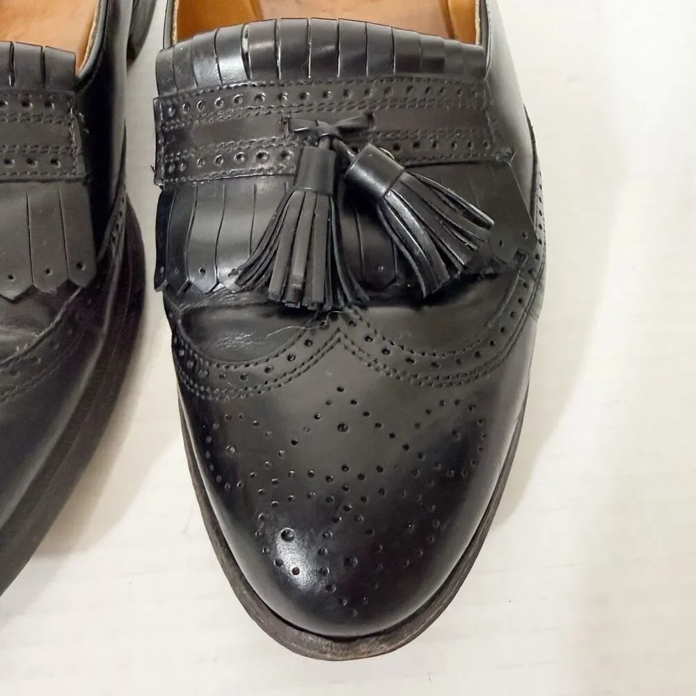 Bostonian‎ Vintage Leather Black Kiltie Tassel Wingtip 26271 USA Loafers Size 10